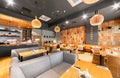 MOSCOW - AUGUST 2014: Interior of a Japanese restaurant bar and lounge Royalty Free Stock Photo