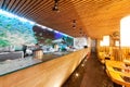 MOSCOW - AUGUST 2014: Interior of the Japanese sushi restaurant chain Royalty Free Stock Photo