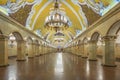 Moscow - 04 august 2018: Interior subway station `Komsomolskaya` ring line.