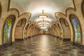 Moscow - 04 august 2018: Interior subway station `Novoslobodskaya` ring line