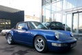 Moscow. Autumn 2018. Blue Classic Porsche 911 Targa on parking. 964 convertible Royalty Free Stock Photo