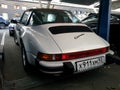 Moscow. Autumn 2018. Blue Classic Porsche 911 Targa on parking. 964 convertible parked Royalty Free Stock Photo