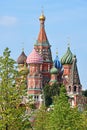 Moscow, Basil`s cathedral on Red square in summer, Russia