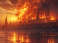 Moscow is burning in fire Royalty Free Stock Photo