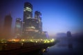 Moscow business center at night