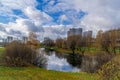 Moscow, Butovo district, new building, view from the window into the territory near the house, new houses, building. Royalty Free Stock Photo