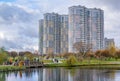 Moscow, Butovo district, new building, view from the window into the territory near the house, new houses, building. Royalty Free Stock Photo