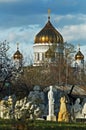 Moscow cathedral christ savior background blue sky Royalty Free Stock Photo