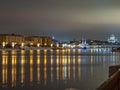 Moscow. The Cathedral of Christ the Savior on the background of the Crimean bridge Royalty Free Stock Photo