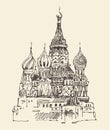 Moscow (Cathedral of Vasily the Blessed) city architecture, vintage engraved illustration Royalty Free Stock Photo