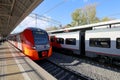 Moscow Central Circle - Little Ring, MCC,or MK MZD, Russia. Verkhnie Kotly railway station Royalty Free Stock Photo