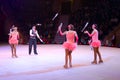 Moscow circus on ice on tour. Performance of group of jugglers