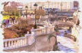 Moscow city. Alexander Garden. Oil paint. Illustration. Imitation of a picture