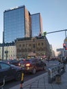 Moscow city architecture Tverskaya Zastava street by evening.