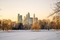 Moscow City Business Center. Blue sky background. Royalty Free Stock Photo