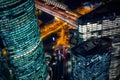 Moscow city business district night view from observation deck Royalty Free Stock Photo