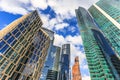 Moscow city downtown district with skyscrapers and blue sky with Royalty Free Stock Photo