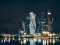 Moscow City International Business Centre and reflections in the night Royalty Free Stock Photo