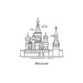 Moscow city logo isolated on white background. Moscow line vector illustration. Traveling to the capital of Russia