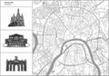 Moscow city map with hand-drawn architecture icons Royalty Free Stock Photo