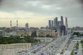 Moscow city. Modern building. Street panoramic photo. Royalty Free Stock Photo