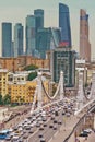 Moscow city. Modern building. Street panoramic photo.