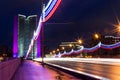 Moscow city night landscape. Novoarbatskiy bridge. Royalty Free Stock Photo