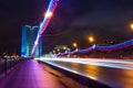 Moscow city night landscape. Novoarbatskiy bridge. Royalty Free Stock Photo