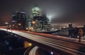 Moscow City and night traffic Royalty Free Stock Photo