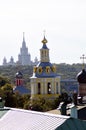 Moscow city panorama. Moscow State University. Birds eye view.