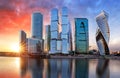 Moscow city, Russia. Moscow International Business Center at sunset Royalty Free Stock Photo