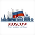 Moscow City skyline black and white silhouette. Vector illustration. Royalty Free Stock Photo