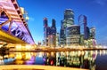 Moscow City skyline.  International Business Centre at night time with Moskva river Royalty Free Stock Photo