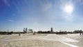 Moscow city skyline panorama Poklonnaya park field