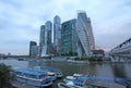 Moscow city skyscrapers and river Royalty Free Stock Photo