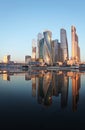 Moscow city skyscrapers and river Royalty Free Stock Photo