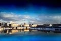 Moscow city sunset quay background Royalty Free Stock Photo