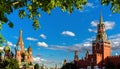 Moscow cityscape in summer, Russia. Panorama of Red Square in Moscow city center, beautiful view of St BasilÃ¢â¬â¢s Cathedral and Royalty Free Stock Photo