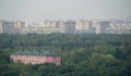 Moscow cityscape. Urban houses against gray sky at dawn Royalty Free Stock Photo