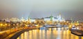 Moscow Cremlin panorama at night Royalty Free Stock Photo