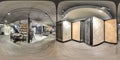 Moscow - 2018: 3D spherical panorama with 360 degree viewing angle of fashionable interior of design store modern mall loft cerami