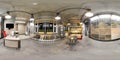 Moscow-2018: 3D spherical panorama with 360 degree viewing angle of the hardware store interior with ecorative tiles, natural ston Royalty Free Stock Photo