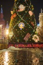 MOSCOW - DECEMBER 4, 2017: Christmas tree near building of GUM on Red square Royalty Free Stock Photo