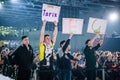 MOSCOW - DECEMBER 23 2019: esports professional gaming event. Happy dedicated electronic sports fans cheering for