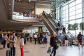 Moscow, Domodedovo, Russia - CIRCA May 2017: Hall of Domodedovo International Airport in Moscow, many passengers