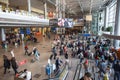 Moscow, Domodedovo, Russia - CIRCA May 2017: Hall of Domodedovo International Airport in Moscow, many passengers