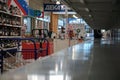 Moscow 17.03.2020 Empty shelf in supermarket. Remedies and essential goods bought out