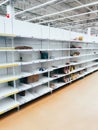 Empty shelves of the Auchan hypermarket in connection with an outbreak of coronavirus