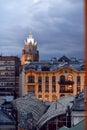 Moscow evening Ministry of Foreign Affairs on rainy clouds