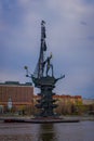 MOSCOW, RUSSIA- APRIL, 24, 2018: Monument to Peter the Great, architect Zurab Tseretely. Famous landmark, example of